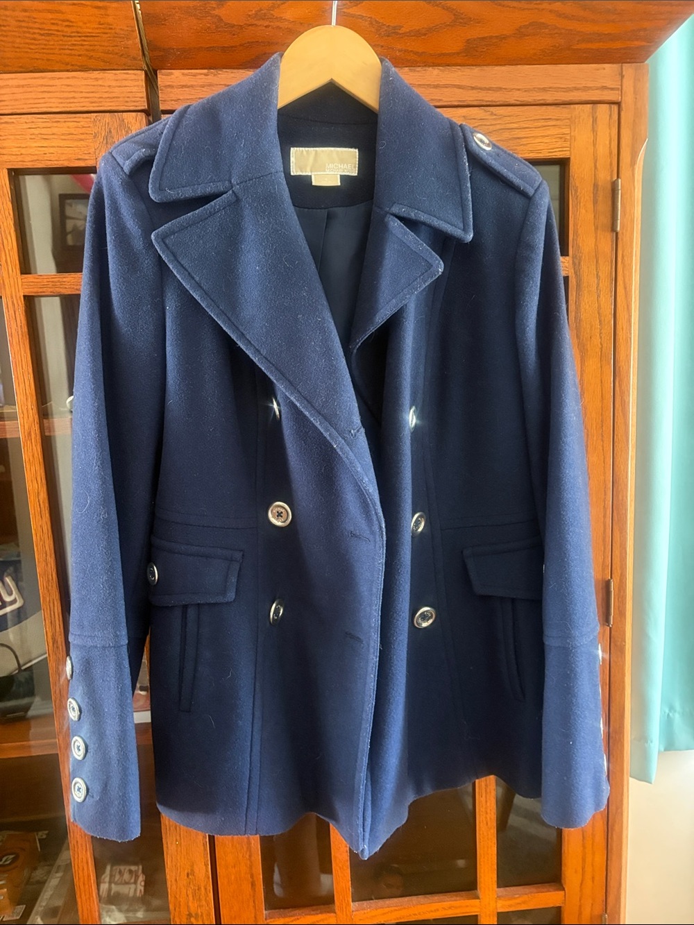 MICHAEL Michael Kors Navy Double-Breasted Pea Coat